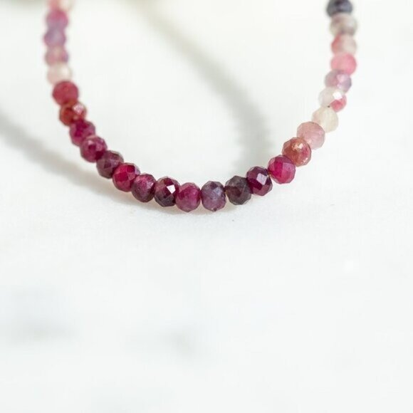 Beaded Necklace Watermelon Tourmaline Ombre Gemstone Jewelry October Birthstone - Picture 16 of 16
